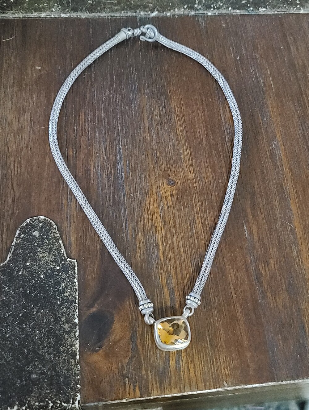 Sterling Silver 925 With 18k Gold Accents Necklace with Citrine Gemstone Pendant - Picture 2 of 8